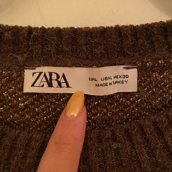 ZARA Western Theme Brown Lurex Sweater - Picture 6 of 10